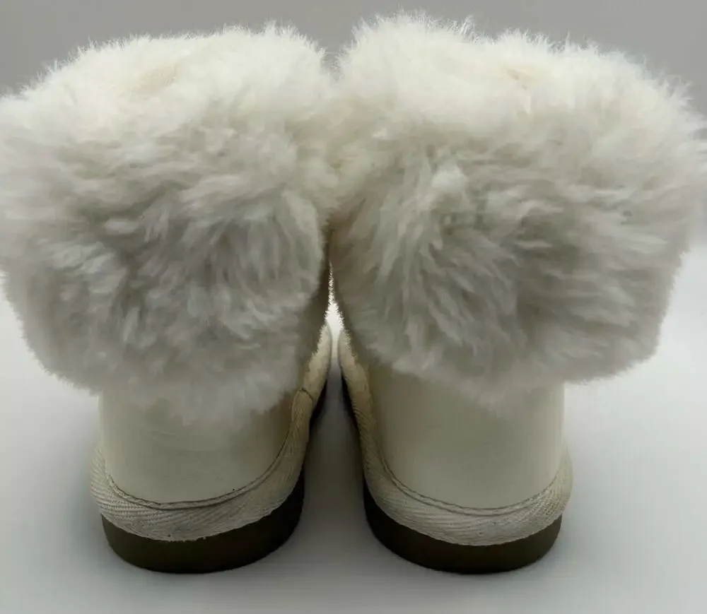 Gymboree Girls Chalet Glitter White Faux Fur Winter Boots Size 5